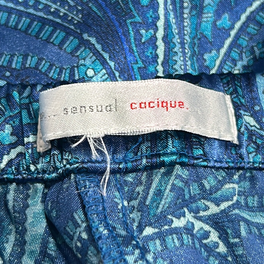 3X Cacique silky pajama capri pants paisley blue - Picture 2 of 2